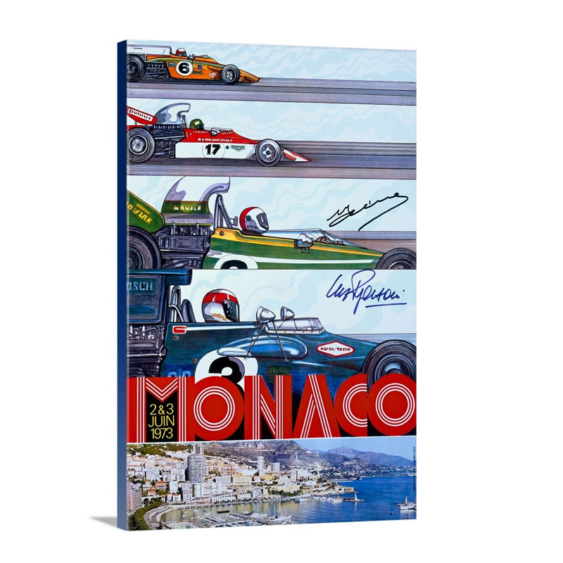Grand Prix Monaco 1973 Vintage Poster Wall Art - Canvas - Gallery Wrap