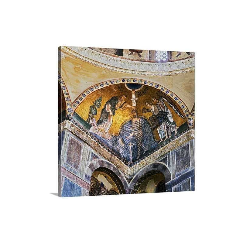 Greece Boeotia Ossios Loukas Monastery Mosaic Baptism Of Jesus Wall Art - Canvas - Gallery Wrap