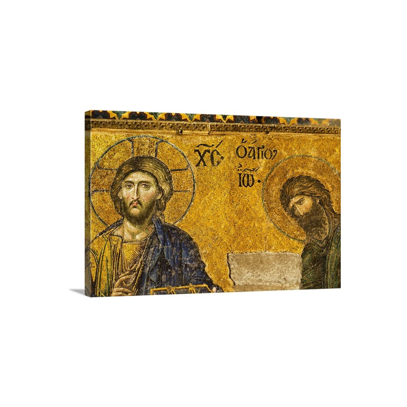 Haghia Sophia Mosque Mosaic Of Christ Pantocrator With John The Baptist Wall Art - Canvas - Gallery Wrap