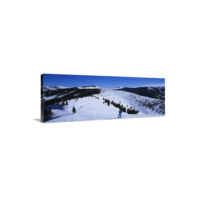 High Angle View Of Skiers Skiing Vail Ski Resort Vail Colorado Wall Art - Canvas - Gallery Wrap