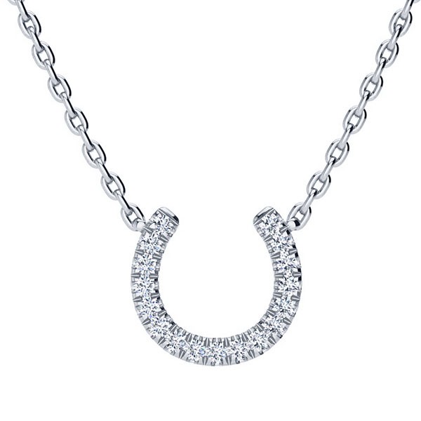 Horse Shoe Diamond Necklace - White Gold