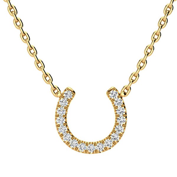 Horse Shoe Diamond Necklace - Yellow Gold