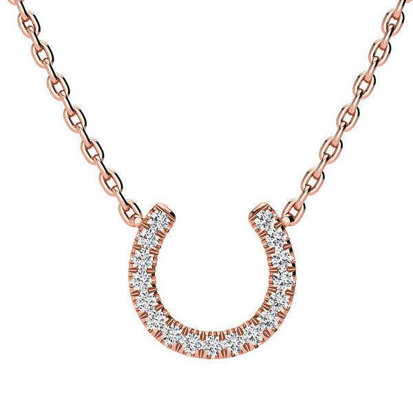 Horse Shoe Diamond Necklace - Rose Gold