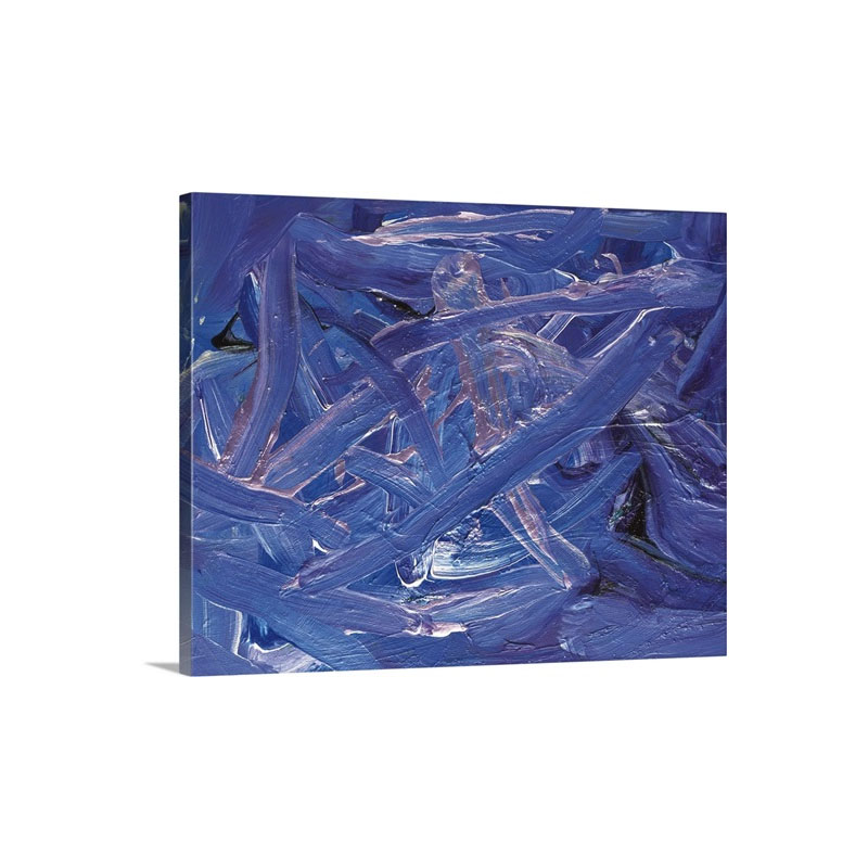 Image Of A Blue Colored Abstract Oil Painting Front View Wall Art - Canvas - Gallery Wrap