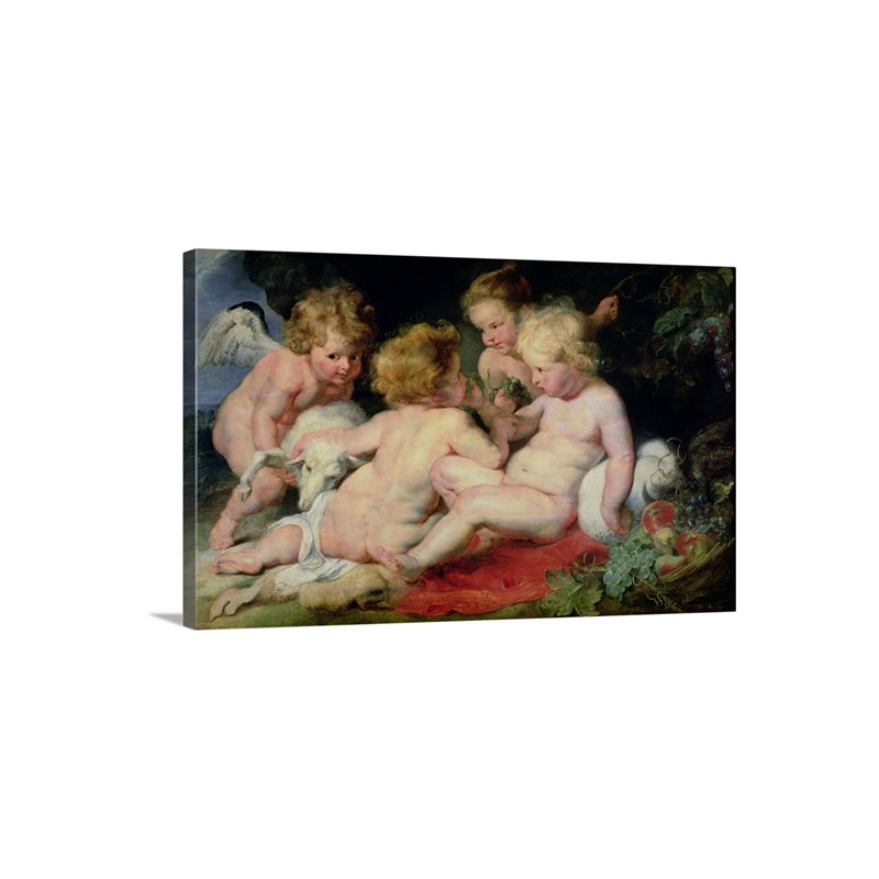 Infant Christ With John The Baptist And Two Angels 1615 20 Wall Art - Canvas - Gallery Wrap