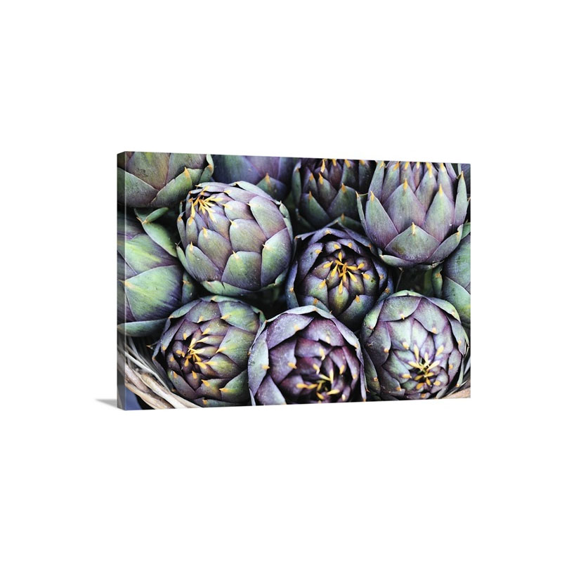 Italian Artichokes With Spines In A Basket Wall Art - Canvas - Gallery Wrap