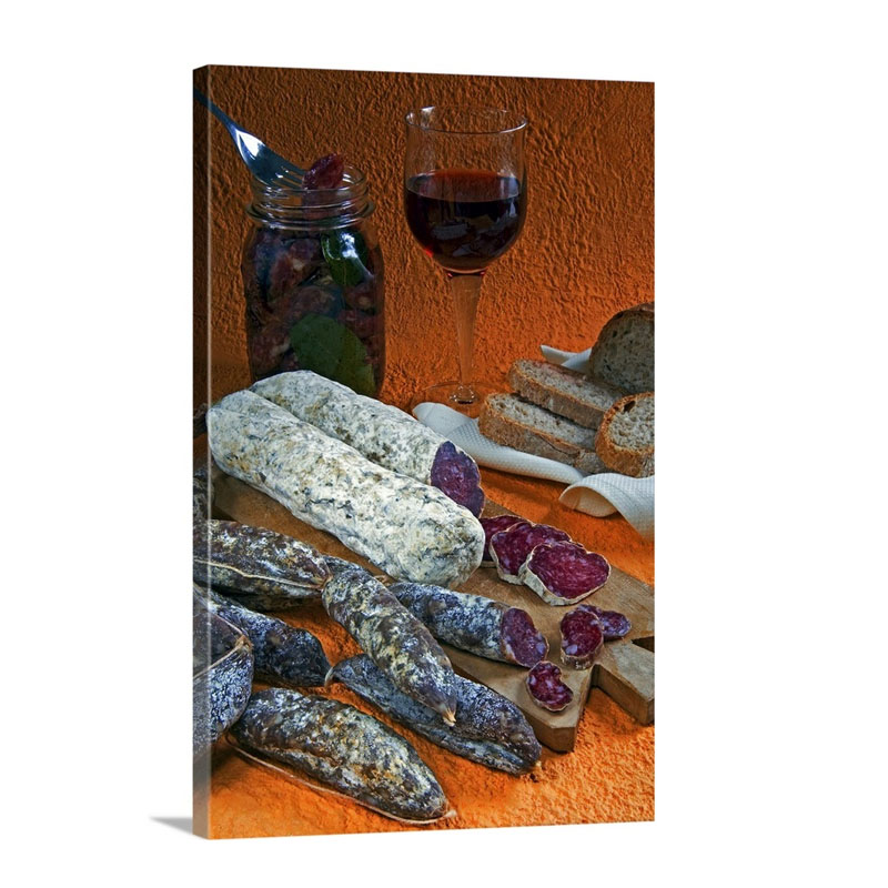 Italy Tuscany Food Sausages Traditional Wall Art - Canvas - Gallery Wrap