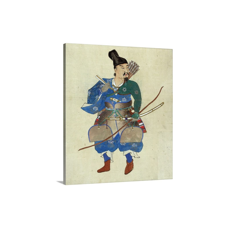 Japanese Ink Drawing Of Warrior Archer Wall Art - Canvas - Gallery Wrap