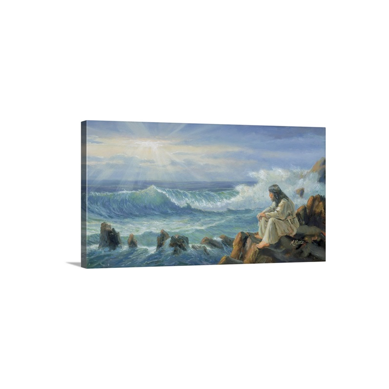 Jesus On Rock Wall Art - Canvas - Gallery Wrap