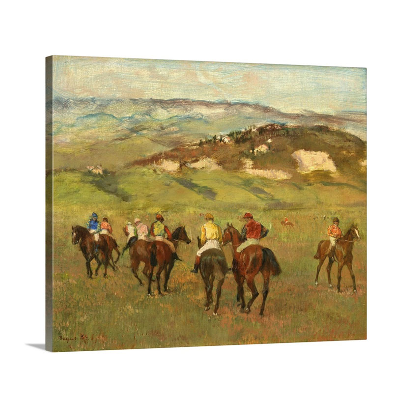 Jockeys On Horseback Before Distant Hills 1884 Wall Art - Canvas - Gallery Wrap