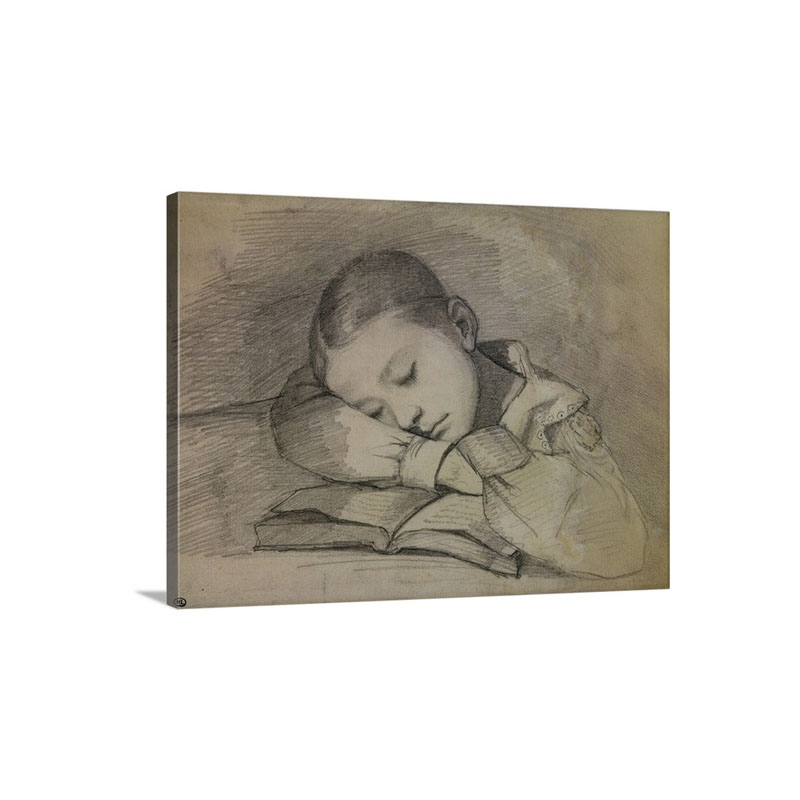 Juliette Courbet Sleeping 1841 By Gustave Courbet French Drawing Wall Art - Canvas - Gallery Wrap
