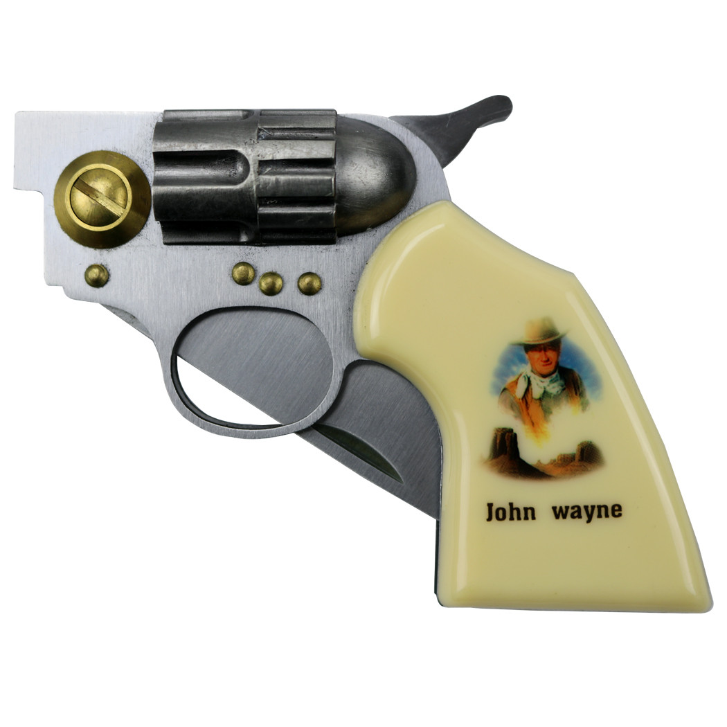 John Wayne 7.5 in. Gun Folding Knife Stainless Steel Revolver Style
