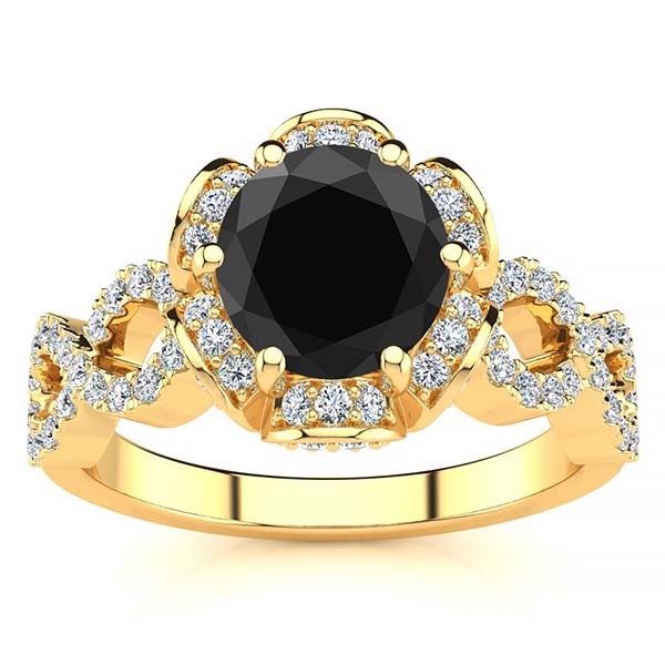 Katie Black Diamond Ring - Yellow Gold
