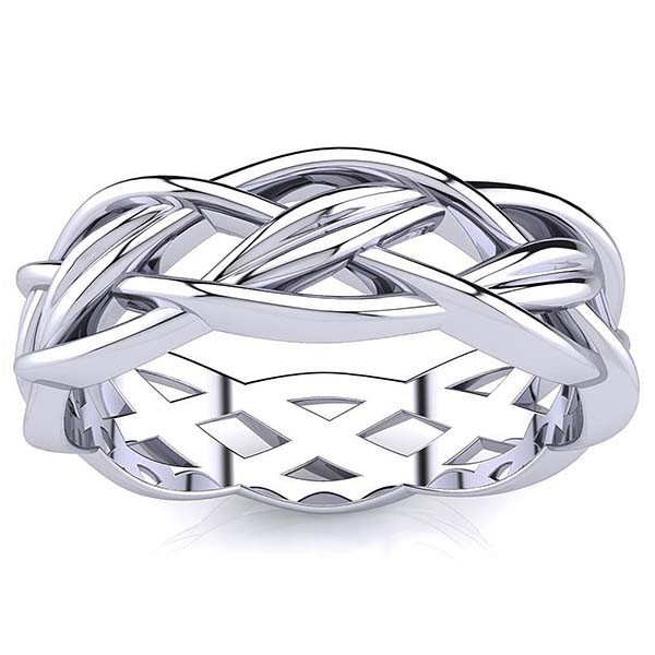 Lotus Celtic Braided Ring - White Gold