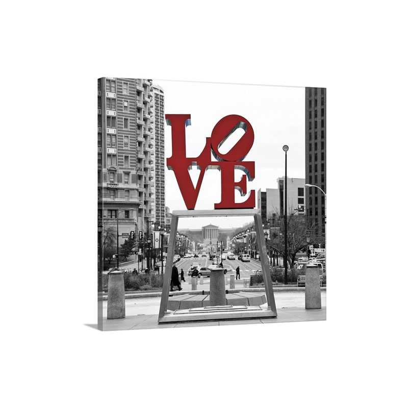 LOVE Black White And Red Wall Art - Canvas - Gallery Wrap