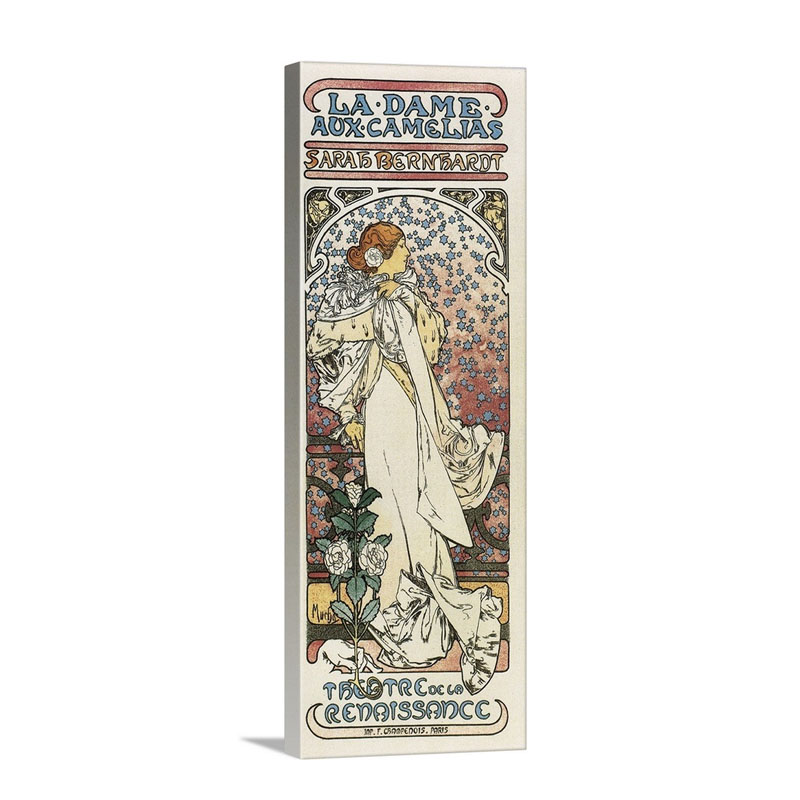 Lady Of The Camellias 1896 By Alphonse Maria Mucha Lithograph Wall Art - Canvas - Gallery Wrap