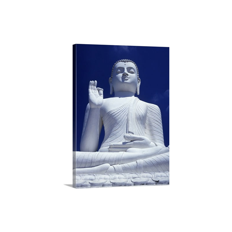 Large Seated White Buddha Sri Lanka Asia Wall Art - Canvas - Gallery Wrap