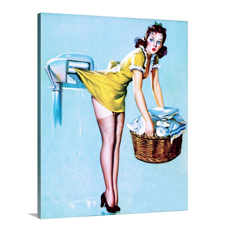 Laundry Pin Up Girl Wall Art - Canvas - Gallery Wrap