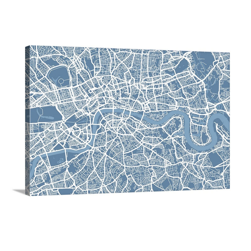 London Map Art Steel Blue Wall Art - Canvas - Gallery Wrap