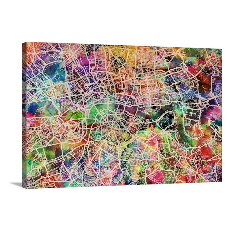 London Map Art Watercolor Wall Art - Canvas - Gallery Wrap