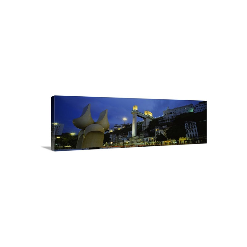 Low Angle View Of Buildings Lit Up At Dusk Salvador Bahia Brazil Wall Art - Canvas - Gallery Wrap