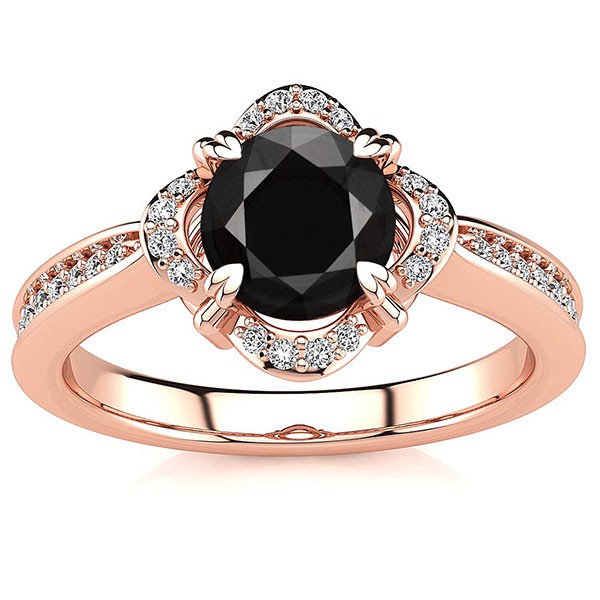 Luna Black Diamond Ring - Rose Gold