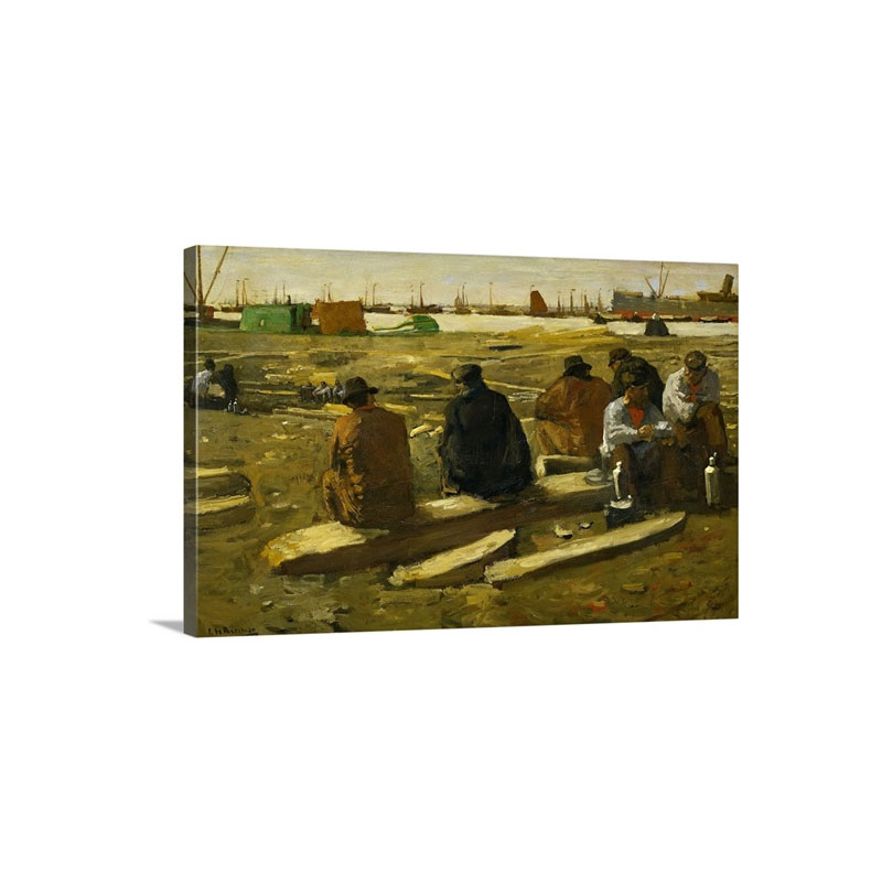 Lunchtime At The Building Site In Amsterdam 1897 Dutch Oil Painting Wall Art - Canvas - Gallery Wrap