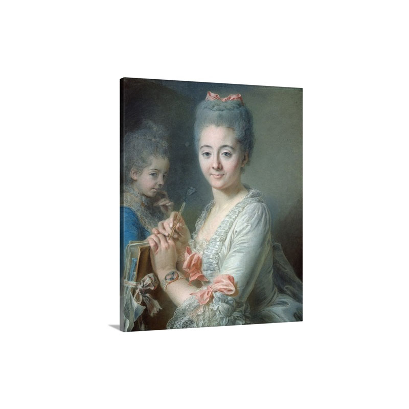 Madame Theodore Lacroix Drawing A Portrait Of Her Daughter Suzanne Felicite Wall Art - Canvas - Gallery Wrap