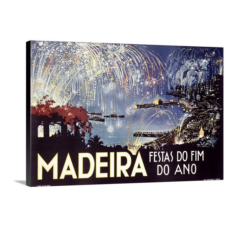Madeira Festas Do Fim Do Ano Vintage Poster Wall Art - Canvas - Gallery Wrap