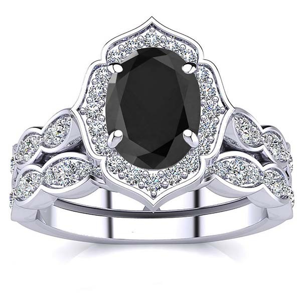 Madelyn Black Diamond Set - White Gold
