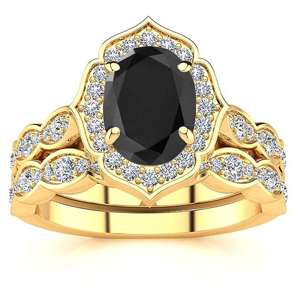 Madelyn Black Diamond Set - Yellow Gold