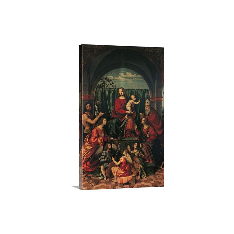 Madonna Saints And Angels By Marco D'Oggiono 16th C Milan Italy Wall Art - Canvas - Gallery Wrap