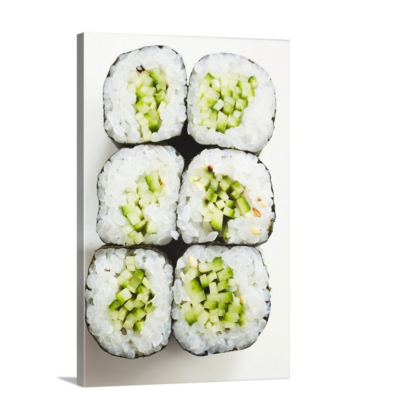 Maki Sushi With Cucumber And Sesame Seeds Wall Art - Canvas - Gallery Wrap
