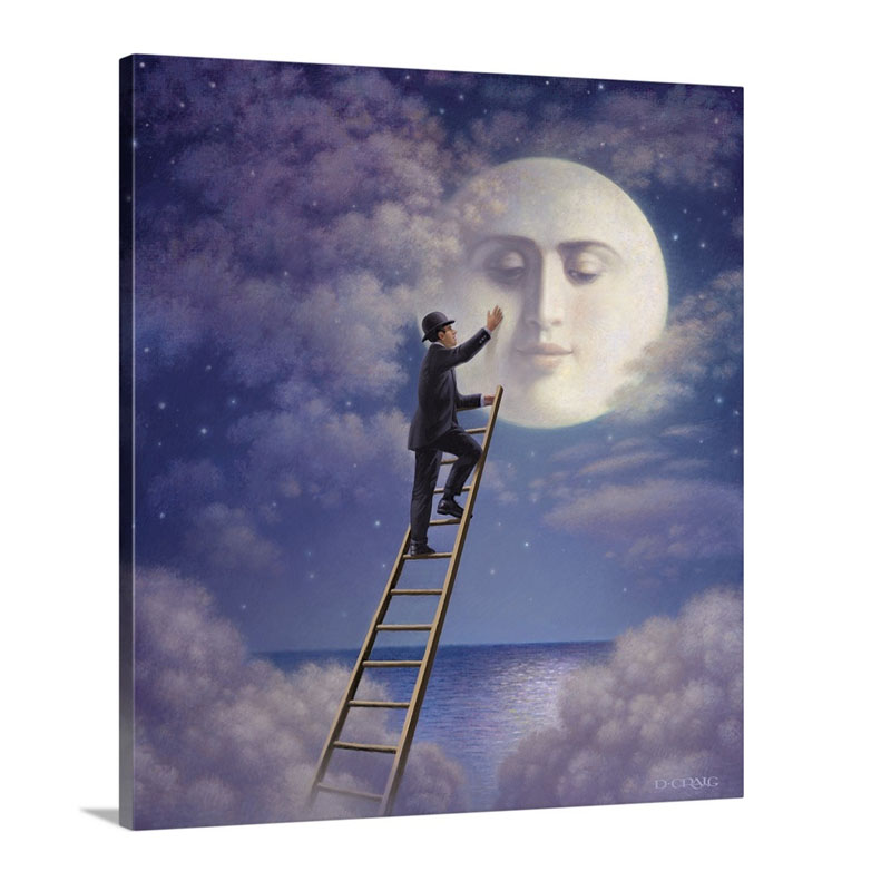 Man With Moon Wall Art - Canvas - Gallery Wrap