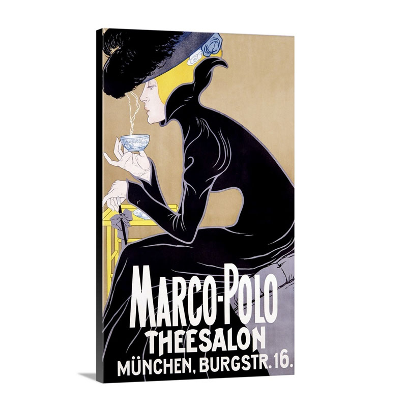 Marco Polo Thee Salon Munchen Vintage Poster Wall Art - Canvas - Gallery Wrap