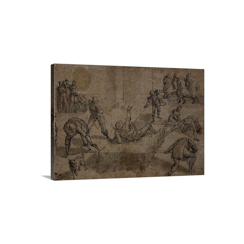 Martyrdom Of Saint Lawrence By Luca Cambiasi 16Th C Uffizi Gallery Florence Italy Wall Art - Canvas - Gallery Wrap