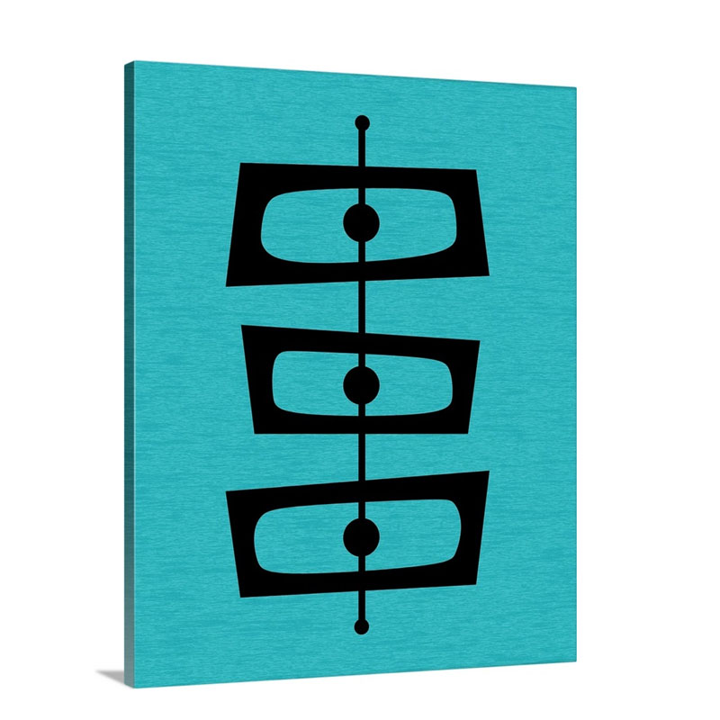Mid Century Shapes On Turquoise Wall Art - Canvas - Gallery Wrap