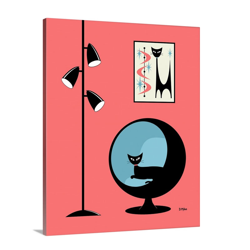 Mini Atomic Cat Pink Wall Art - Canvas - Gallery Wrap