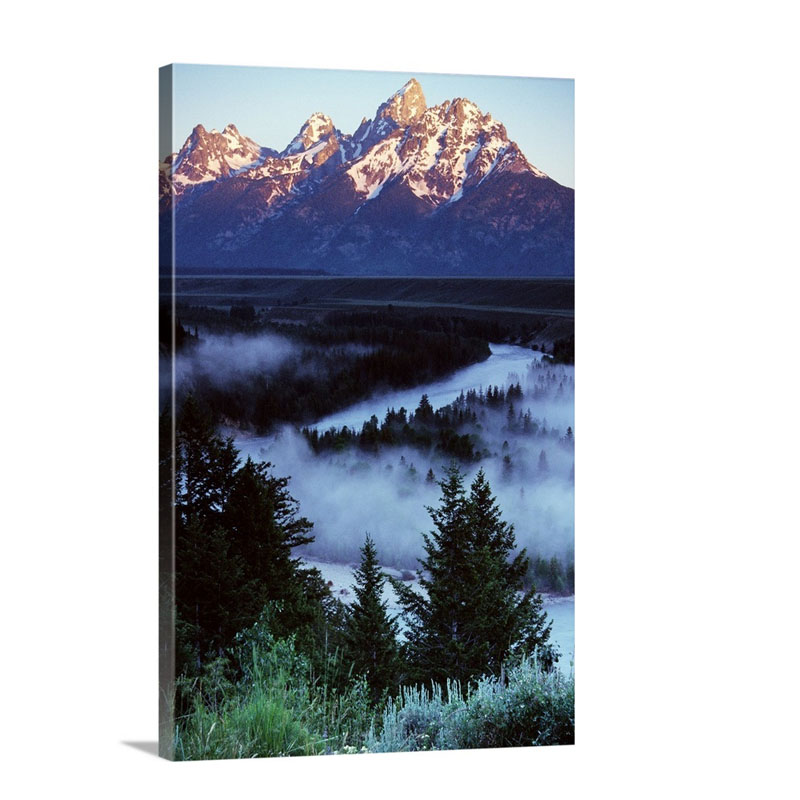 Mist Over Snake River Sunrise Light Grand Teton National Park Wyoming Wall Art - Canvas - Gallery Wrap