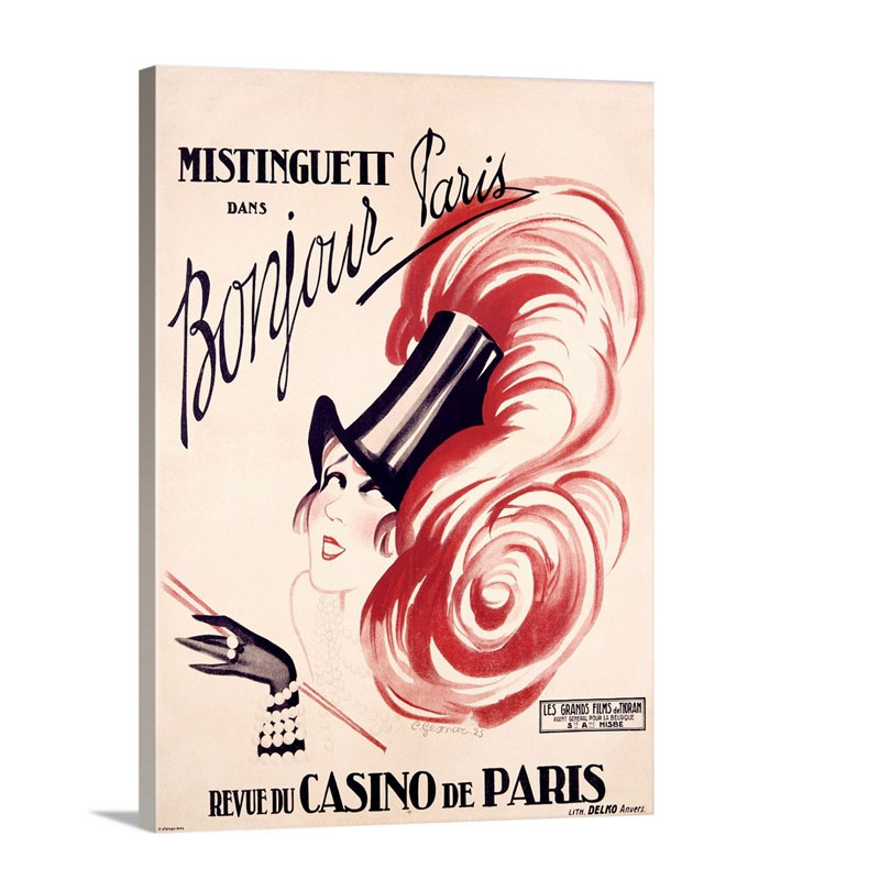 Mistinguett Bonjour Paris Vintage Poster By Charles Gesmar Wall Art - Canvas - Gallery Wrap