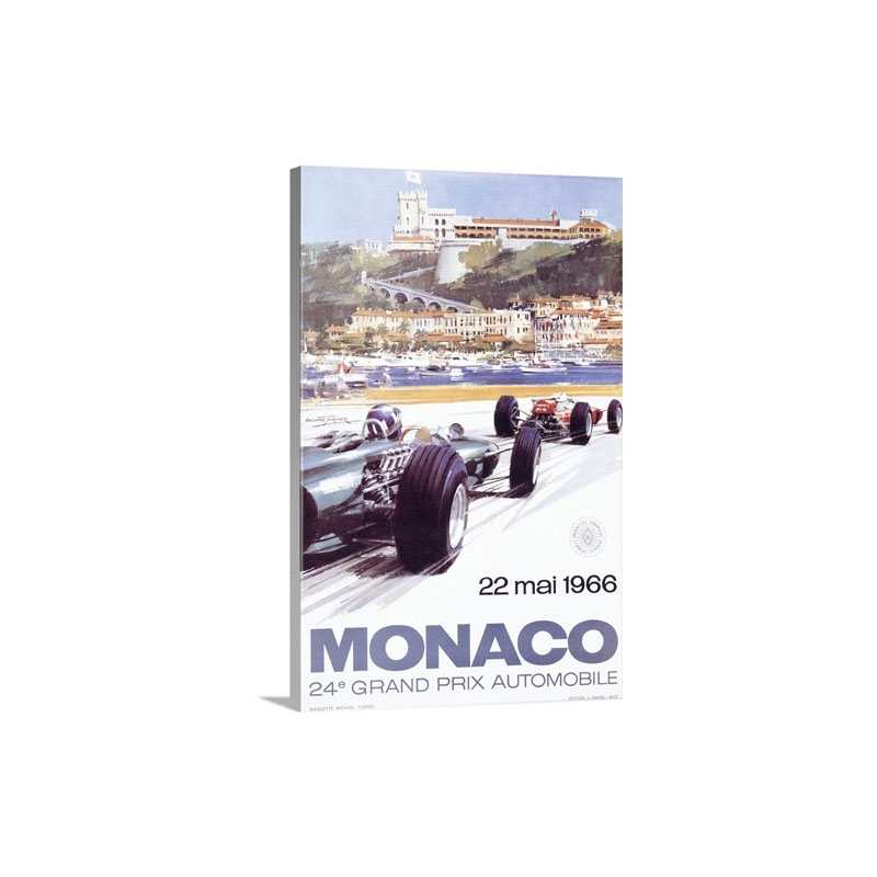 Monaco 1966 Vintage Advertising Poster Wall Art - Canvas - Gallery Wrap