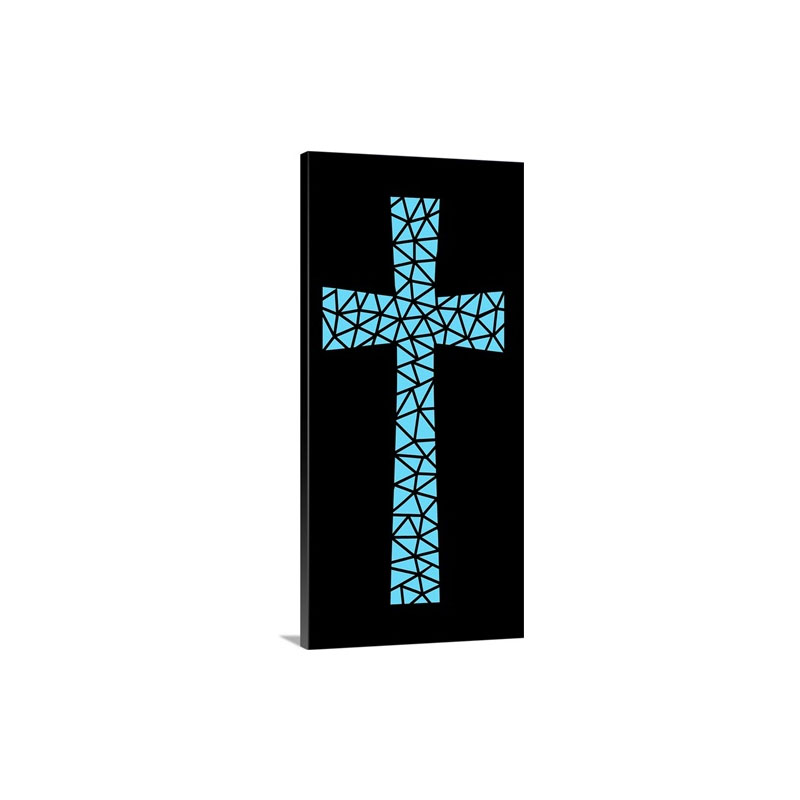 Mosaic Cross In Turquoise Wall Art - Canvas - Gallery Wrap