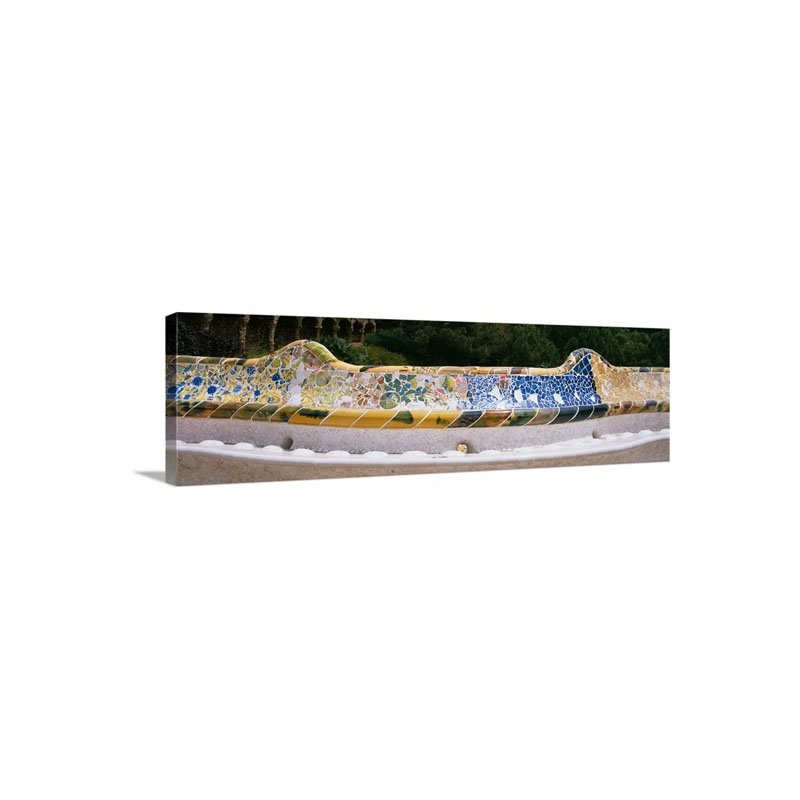 Mosaic Details Of A Bench Park Guell Gracia El Carmel Barcelona Catalonia Spain Wall Art - Canvas - Gallery Wrap