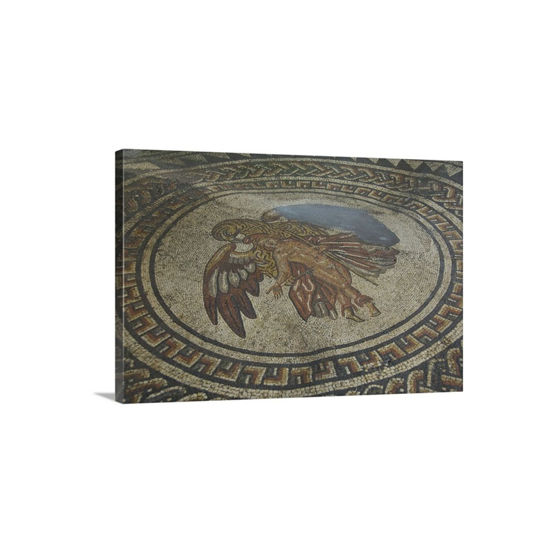 Mosaic Floor Figure With Bird Of Prey West Sussex England Wall Art - Canvas - Gallery Wrap