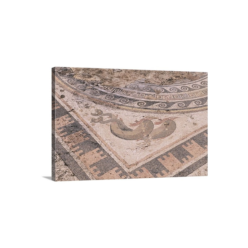 Mosaic In The House Of The Dolphins Archaeological Site Cyclades Islands Greece Wall Art - Canvas - Gallery Wrap