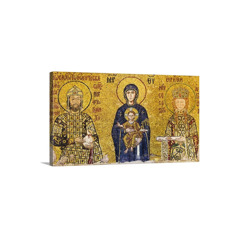 Mosaic Of Virgin Mary Holding Jesus Wall Art - Canvas - Gallery Wrap