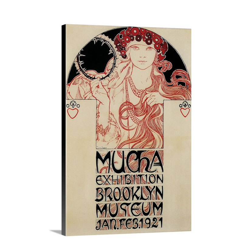 Mucha Brooklyn Exhibition Vintage Advertisement Wall Art - Canvas - Gallery Wrap