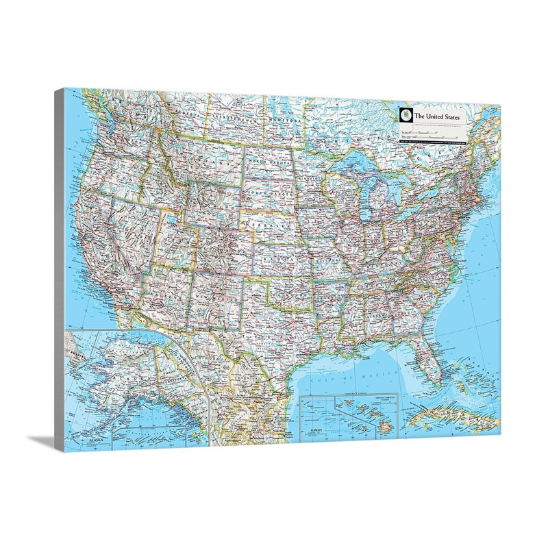NGS Atlas Of The World Eighth Ed Political Map Of The United States Wall Art - Canvas - Gallery Wrap