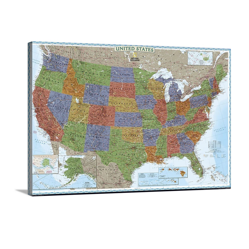 NGS Political Map Of The United States Of America Wall Art - Canvas - Gallery Wrap
