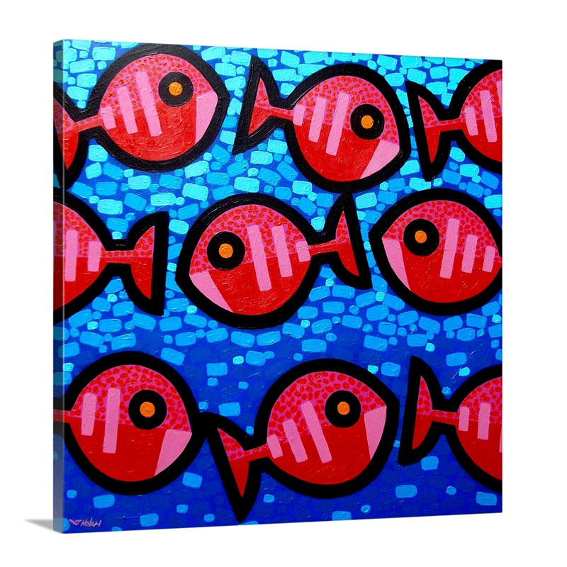 Nine Happy Fish Wall Art - Canvas - Gallery Wrap